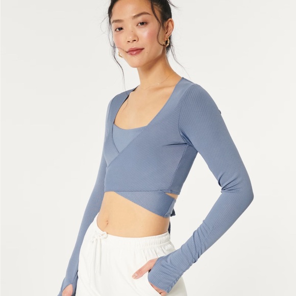 GILLY HICKS ACTIVE RECHARGE RIBBED WRAP TOP - Picture 3 of 5